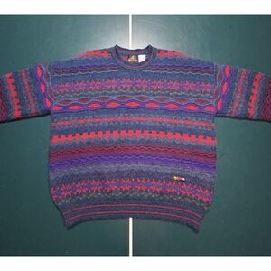 Vintage Rare Coogi Style Mohair Sweater‎ Size Large Biggie Cosby Colorful Aztec